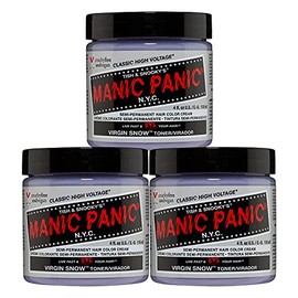 Manic Panic Virgin Snow Classic Creme, Vegan, Cruelty Free, Hair Toner, Eliminates Brassy Tones, 3 x 118ml