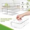 6 Pack Food Storage Organizer Bins Clear Plastic Removable Snack