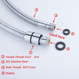 Kitchen 59-Inch or 150CM Pull Down Sink Faucet Replacement Pull Out Spray Head Hose Stainless Steel (Electroplating, 1.5 meters)