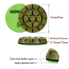 HONGUIS 3 inch *10mm Diamond Polishing Pads,Grit 50 Set of 3, Resin Bond Concrete Polishing Pucks,for Concrete Cement Rerrazzo Marble Granite Floor,Grit 50