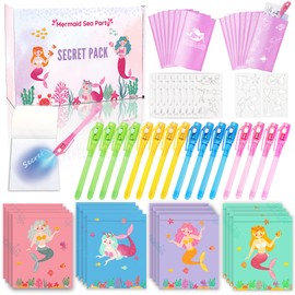 Lubibi UV Pen and Notebook, Pack of 16 Party Bags Children's Birthday Boys and Girls, Magic Pens Children, Children's Birthday Party Gifts, Advent Calendar Children, Mermaid Gift for Girls