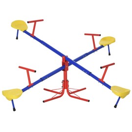 Outsunny Kids Seesaw Swivel Teeter Totter with 360° Spinning, 4 Seater Seesaw Outdoor Playground Equipment for Backyard, Boys and Girls Aged 3-8 Years Old