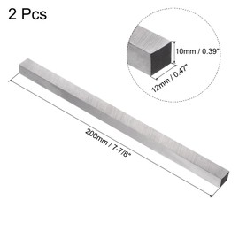 sourcing map Lathe Tool Bit 10mm x 12mm x 200mm, Square Lathe Turning Tool Blanks, HSS (High Speed Steel) Rectangular Fly Cutter Mill Blank, 2pcs