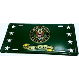 Army License Plate Metal Die Cut Green Star