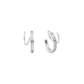 SINGULARU - Swirl Earrings Stainless Steel with 18K Gold Plated or Stainless Steel and Cubic Zirconia Jewellery for Women, One size, Silver, No Gemstone