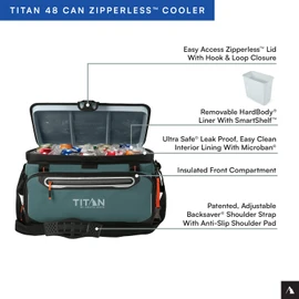 Titan by Arctic Zone 48 Can Zipperless Soft Cooler with HardBody Liner, Jungle Hunt