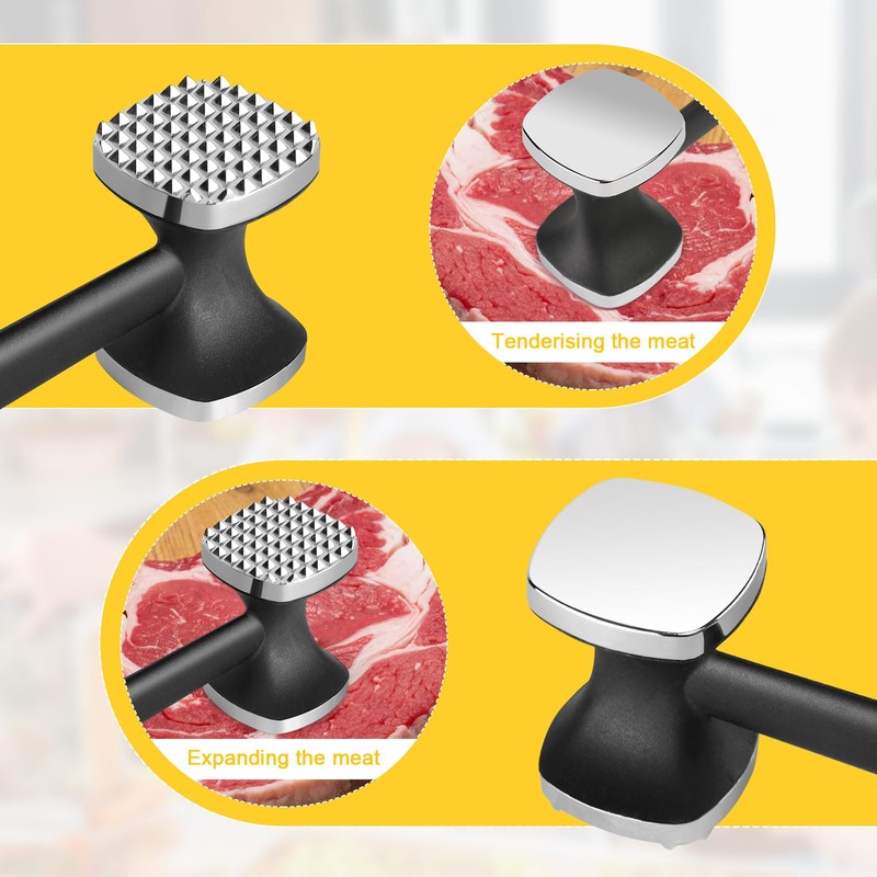 Meat Tenderiser, Double-Sided Non-Stick Stainless Steel Cutlet Tenderiser, Meat Hammer