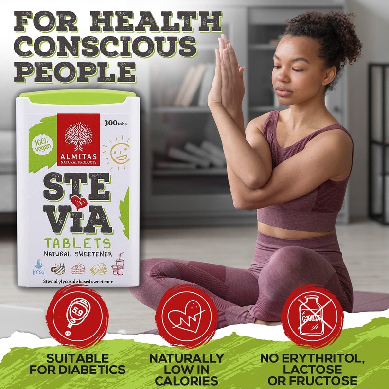 Stevia Tablets Sweetener (300 tabs), Made in Germany, For Coffee