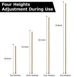 SAN LIKE Aluminum Tent Poles for Tarp - 75in Collapsible Poles for Awnings, Canopy, Rain Fly & Shelter - 2 Sets (5 Sections-Woodgrain)