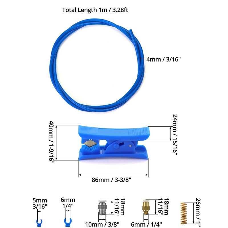 QWORK® 3D Printer Kit, PTFE Tube for 1.75mm Filament with