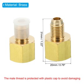 PATIKIL 3/8 Inch Female Flare x 1/4 Inch Male Flare Connector, SAE 45 Degree Flare Brass Adapter Flare Pipe Fitting for Air Gas Line Refrigeration HVAC