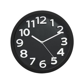 Tempus TC62127B Contemporary Wall Clock with Frame Face Raised Contrasting Numerals and Silent Sweep Quiet Movement, 13", Black/White