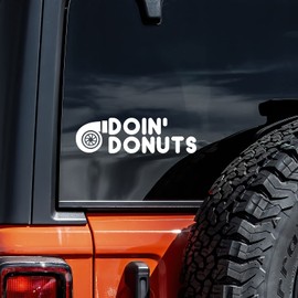 Doin Donuts Turbo Decal Vinyl Sticker Auto Car Truck Wall Laptop | White | 5.5" x 1"