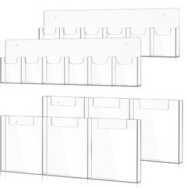 Sherr 4 Pcs Acrylic Brochure Pamphlet Holder Wall Mount 2 Sizes 9 Pocket Fits for 8.5" x 11" and 4" x 9" Brochure Magazine Holder Literature Multi Slot Wall Mount Combo Display Clear Flyer