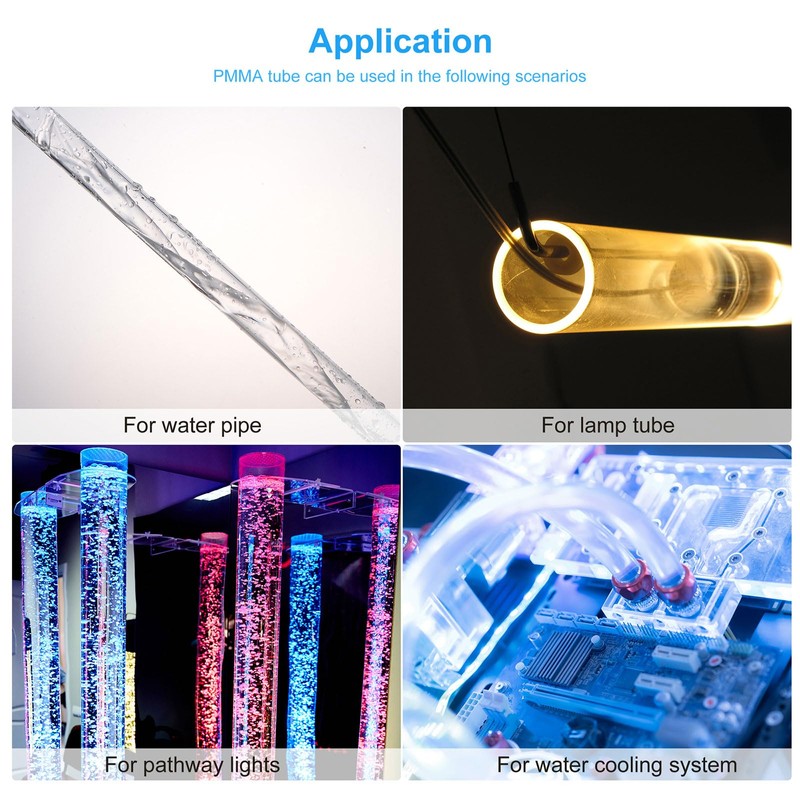 sourcing map Acrylic Pipe Clear Rigid Round Plastic Tube 6mm(1/4