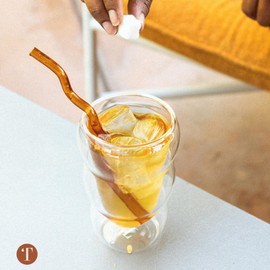 Teaspressa Amber Glass Cloud Cup 12 oz Double-Wall Insulated Borosilicate Glass – Heat-Resistant – Ideal for Pumpkin Spice Lattes, Hot Tea, Coffee & More – Cozy Fall Design – Great Gift