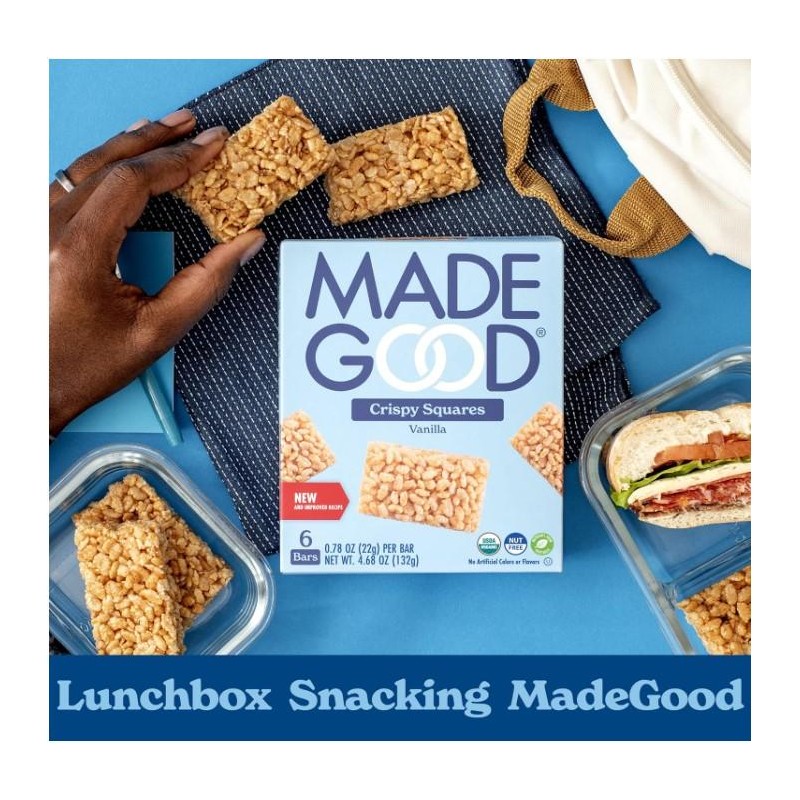 MadeGood Crispy Squares, Vanilla (36 Count) Gluten Free Snacks