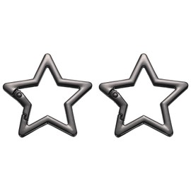 PATIKIL 42mm Star Shaped Spring Snap Keychain Clip, 2 Pack Metal Trigger Keychain Hook Clip Key Holder for Purses Wallet Handbag, Black