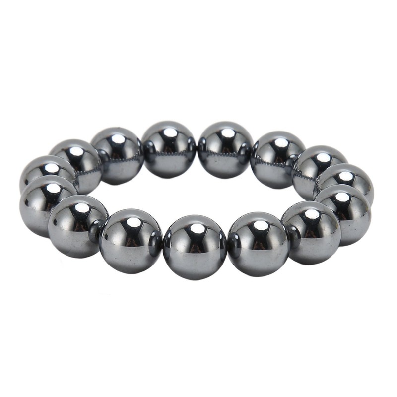 14mm Terahertz Stone Bracelet Promote Circulation Round Beads Chian Bracelet