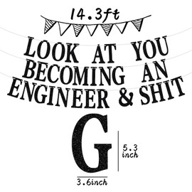 Banner de felicitación con texto en inglés «Look at You Becoming an Engineer», letrero de felicitación y felicitaciones, suministros para decoración de fiesta de graduación