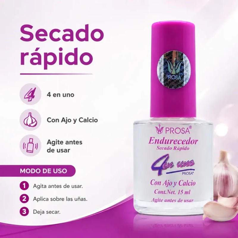 Prosa Endurecedor Para Uñas Con Ajo Y Calcio, 15 Ml