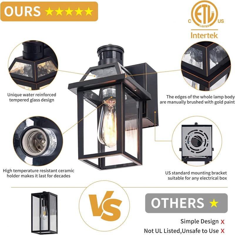 Porch Lights with GFCI Outlet, Dusk to Dawn Outdoor Lights