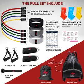 KEPON Resistance Bands, Exercise Bands, Workout Bands, Resistance Bands for Working Out with Handles for Men and Women, Exercising Bands for Fitness Weights Workout in/Out Home