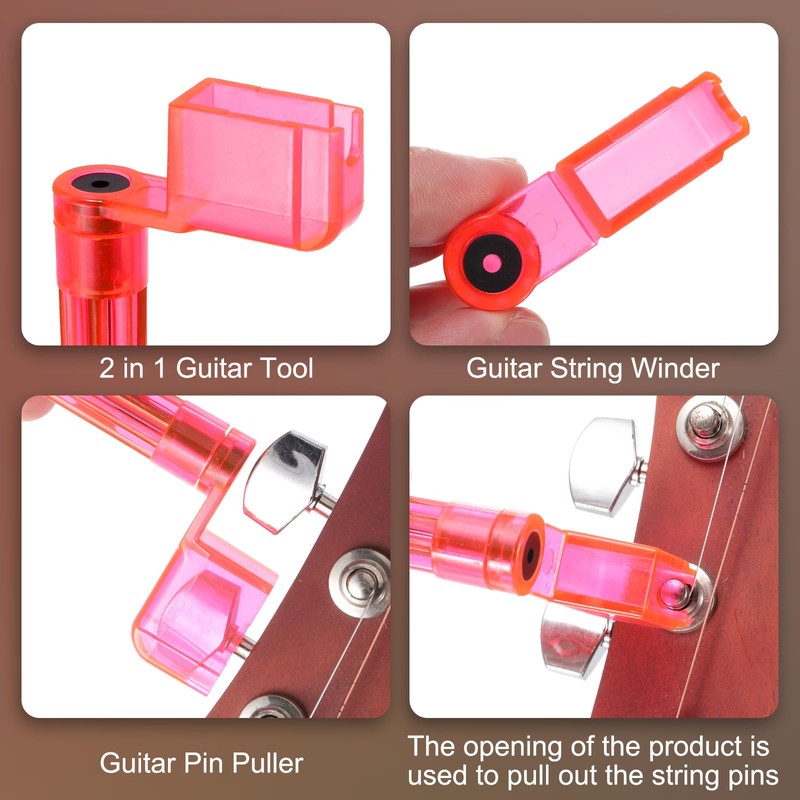 sourcing map 2 Pcs Red Plastic Guitar String Winder Speed