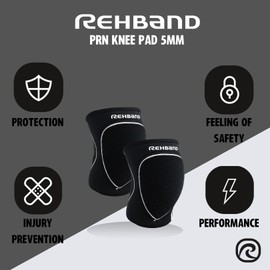 Rehband Knee Pads for Volleyball, Handball & Indoor Sports, Neoprene Knee Sleeve Protector, Comfortable & Snug Fit, Shock-absorbing Sports Knee Pads Unisex, Colour:Black, Size:X-Large