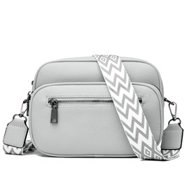 JIZK Shoulder Bag Women's Small PU Leather Crossbody Bag Women's Handbag Bag with Wide Strap Women's Handbags for Women, gray