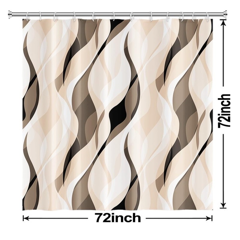 Ruelvth Cream Shower Curtain, Modern Abstract Cream and Grey Striped