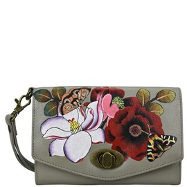 Anna by Anuschka Hand Painted Women’s Genuine Leather - Vintage Wristlet Clutch - Dreamy Blossoms