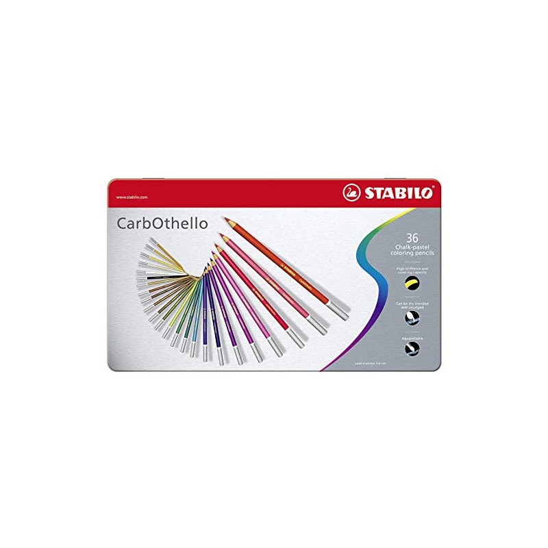 STABILO CarbOthello Pastel Chalk Pens, 24 Metal Cases, 1 Pack,