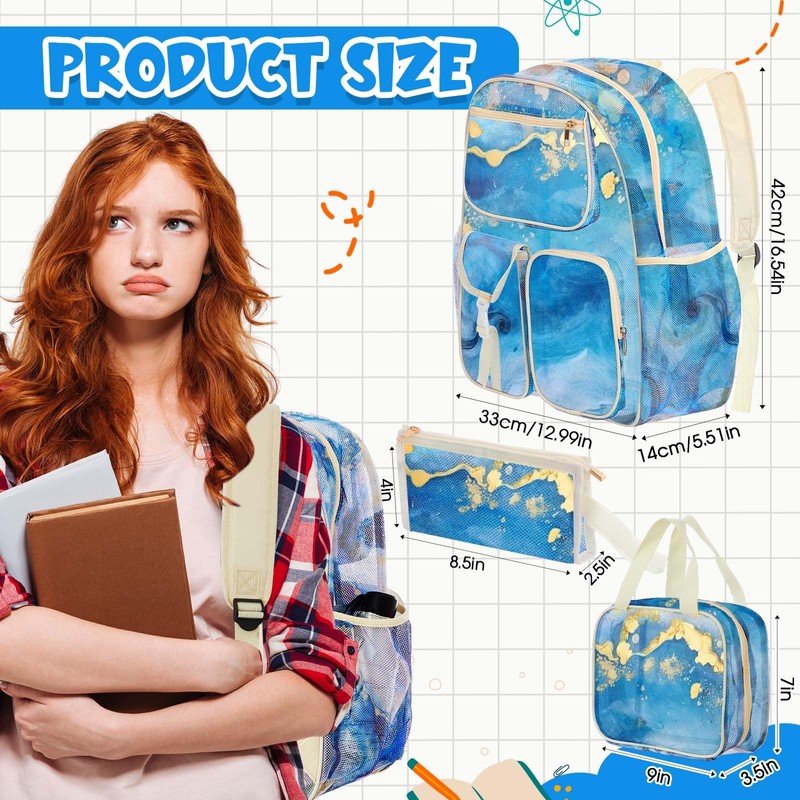 Silkfly 3 Pcs Mesh Backpack Set Multiple Pockets Heavy Duty