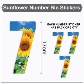 Pack of 3 Sunflower Wheelie Bin Numbers - 7 ideal for Home, Office, Classroom Decoration, Out Door Wheelie Bins, Dustbin V1097 Packwith®