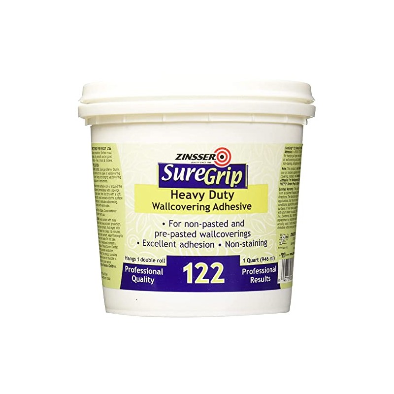 Zinsser 122 SureGrip Heavy Duty Wallcovering Adhesive, Quart