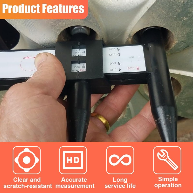 UHANBUT Car Wheel Rim Bolt Pattern Measuring Tool, 4 5