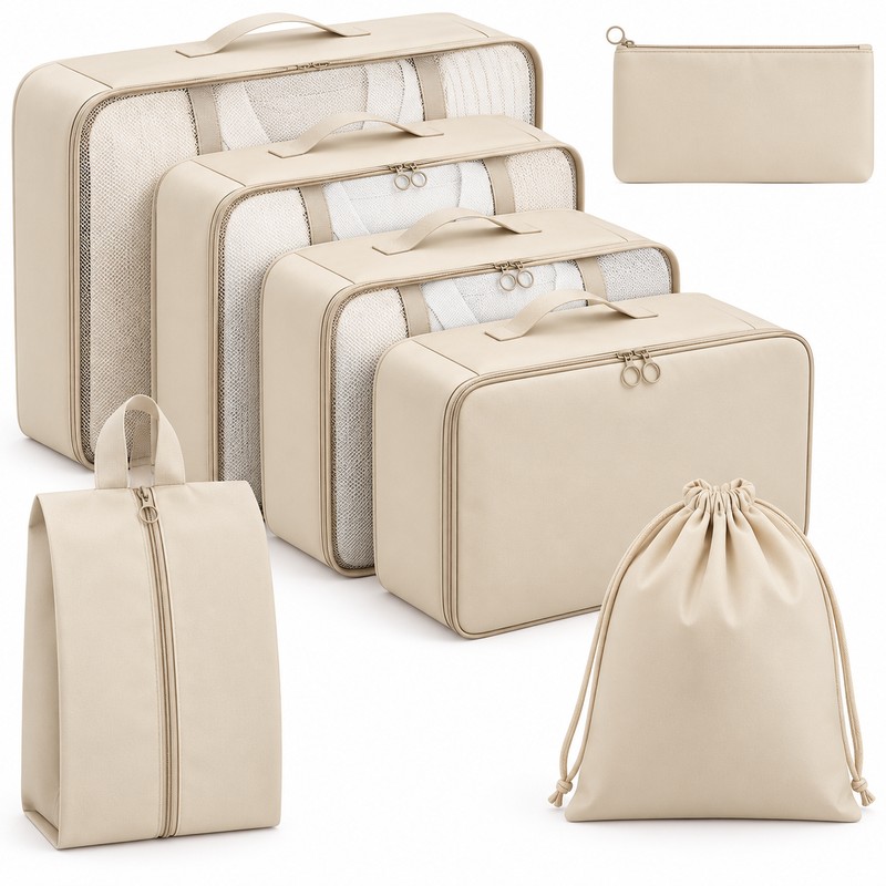 7-Piece Travel Packing Cubes Set – Foldable Luggage Organizer Bags