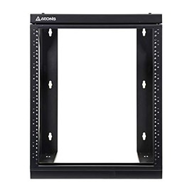 AEONS 12U Wall Mount IT Open Frame 19 Inch Depth-Adjustable Rack with Swing Out Hinged Gate Black