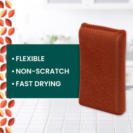Scotch-Brite Harvest Dobie Scrubbing Pads, Non-Scratch Kitchen Sponge for Cleaning Dishes, Appliances, and Bathrooms, Copper Acorn Dish Sponge That Dries Fast, 2-Pack