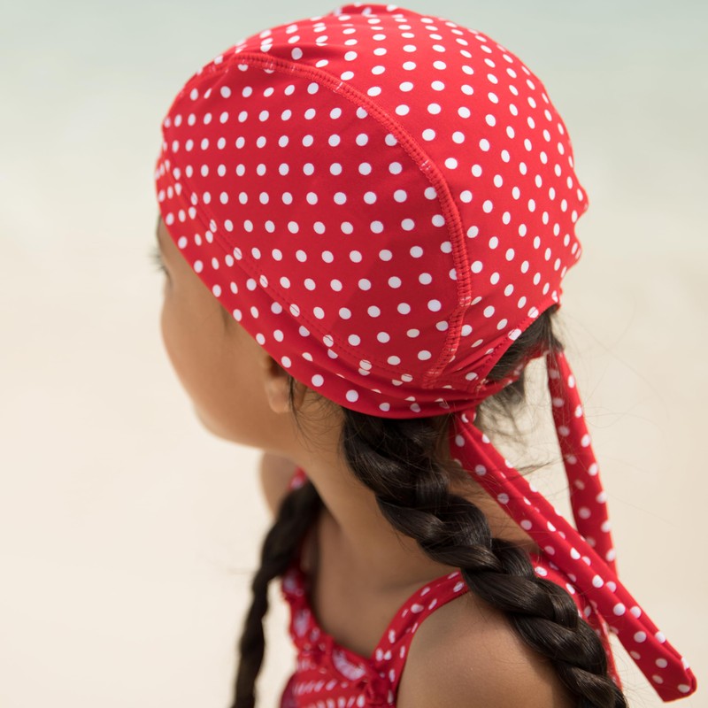 Playshoes Girl's UV Sun Protection Polka Dot Swim Headscarf Cap,