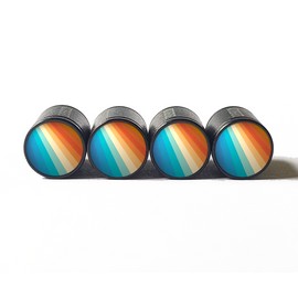 AutoValveCaps Stripe Design (Style 5) Tire Valve Stem Caps - Black Aluminum - Set of Four