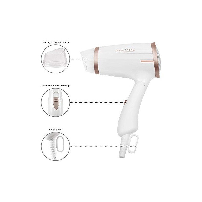 PROFI CARE SÄCHE-CHEVEUX PC-HT 3009, Blanc/Champagne