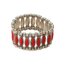 COLORFUL BLING Bohemian Simulated Turquoise Stretch Bangle Bracelet for Women Adjustable Ethnic Natural Stone Statement Wide Wrap Bracelet Boho Jewelry, beads, bead