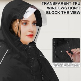 Andake Cycling Rain Poncho for Adults,Waterproof Bike Raincoat with Hood, Packable Windproof Poncho for Hiking, Camping, Outdoor Activities