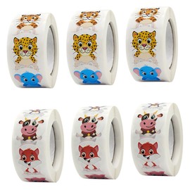 FELTECHELECTR Cartoon Stickers for Boys and Girls 6 Rolls Animal Themed Stickers Aesthetic No Tape Bright Patterns
