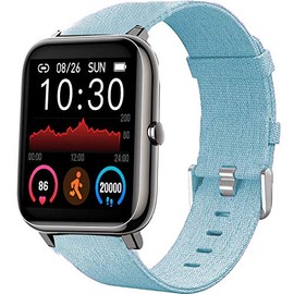 Compatible for Popglory Smartwatch Band, Giaogor Breathable Nylon Woven Fabric Replacement Accessory Strap Compatible for Popglory P22 / Donerton Smartwatch (Blue)