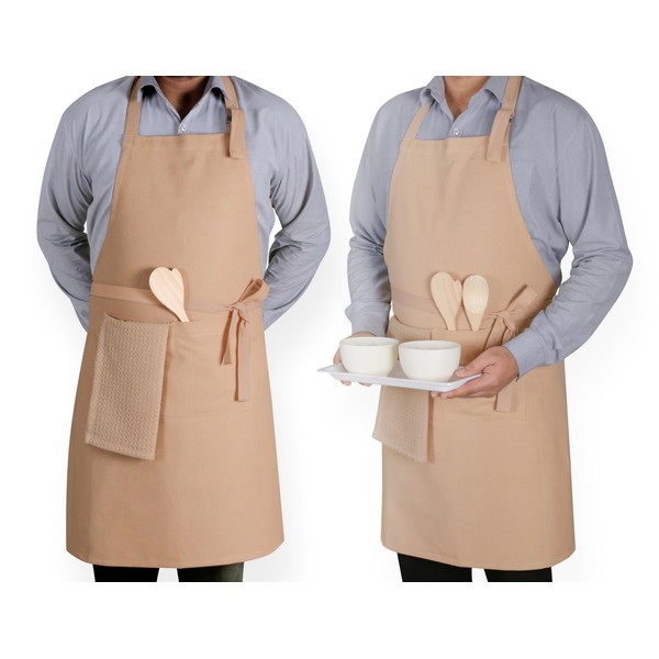 Native Fab Cotton Kitchen Apron 2 Pack - Adjustable, Durable