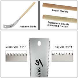KERYE Japanese Pull Saw 9.5 Inch, Hand Saw with Double Edges of 10/17 TPI and Replaceable Blade, Ryoba Wood Cuttter, Sharp and Light Woodworking Tools Gifts for Men and Women-KY01