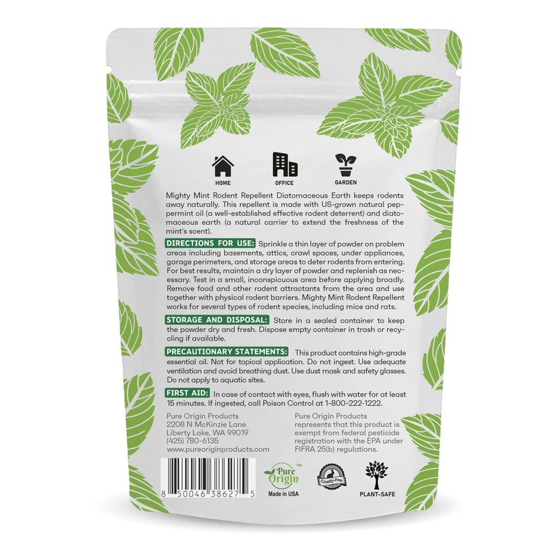 Mighty Mint Rodent Repellent Pest Control, Diatomaceous Earth Peppermint Pest